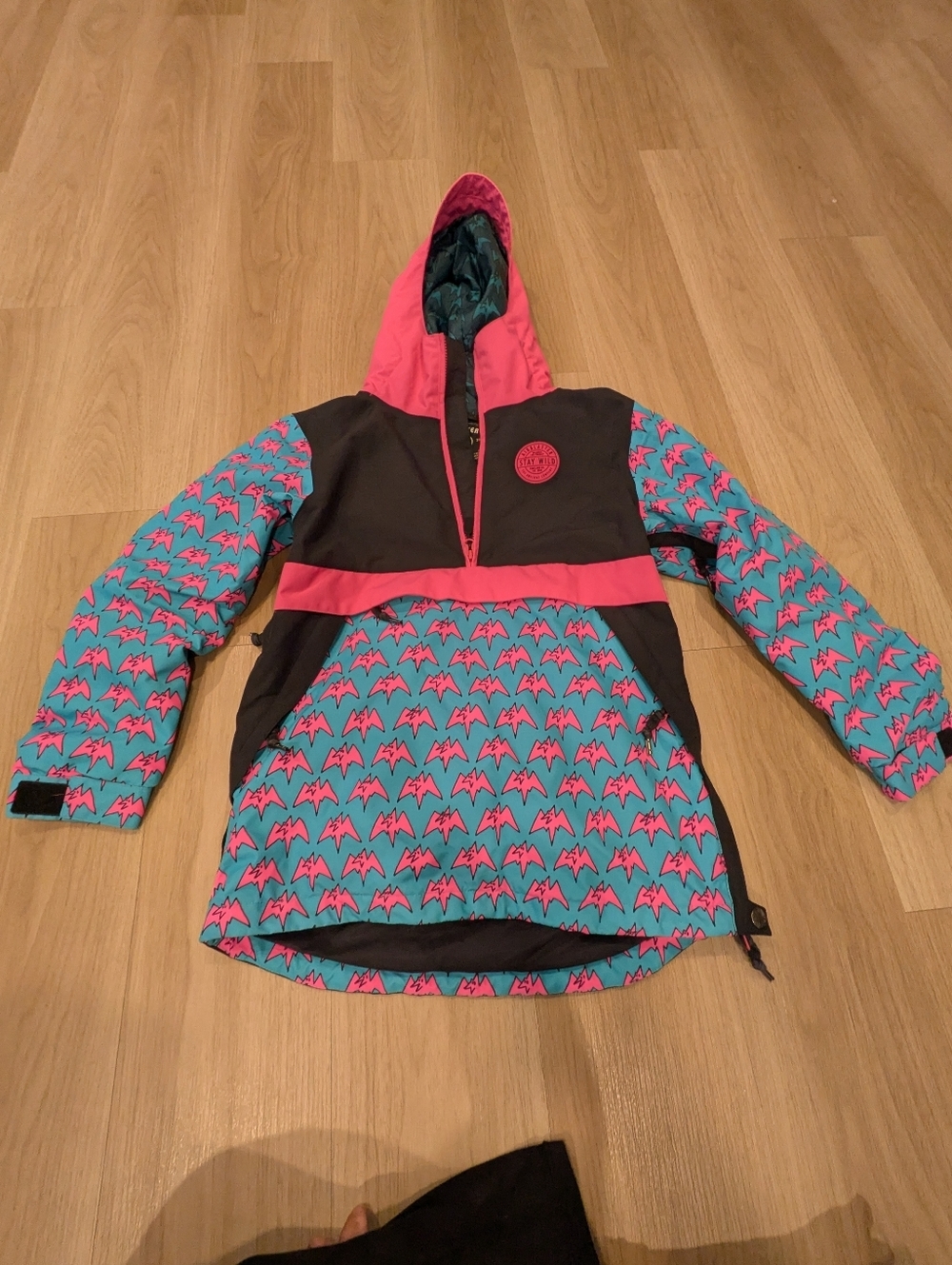 Airblaster Kids Jacket Pink And Blue 80s Style Size L